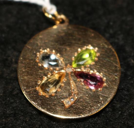 15ct gold gem-set pendant